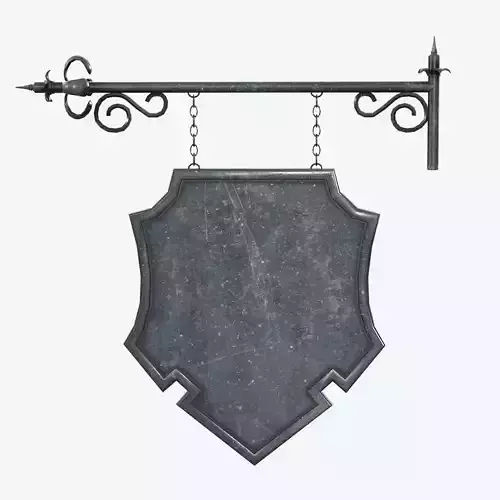 Signboard metal shield hanging on wall 3D model