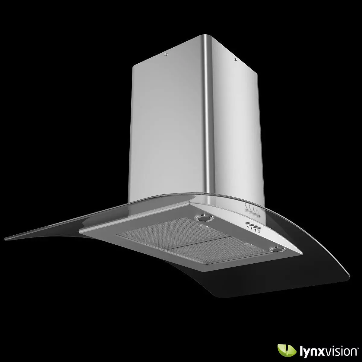 Curved Glass Chimney Hood 3D model