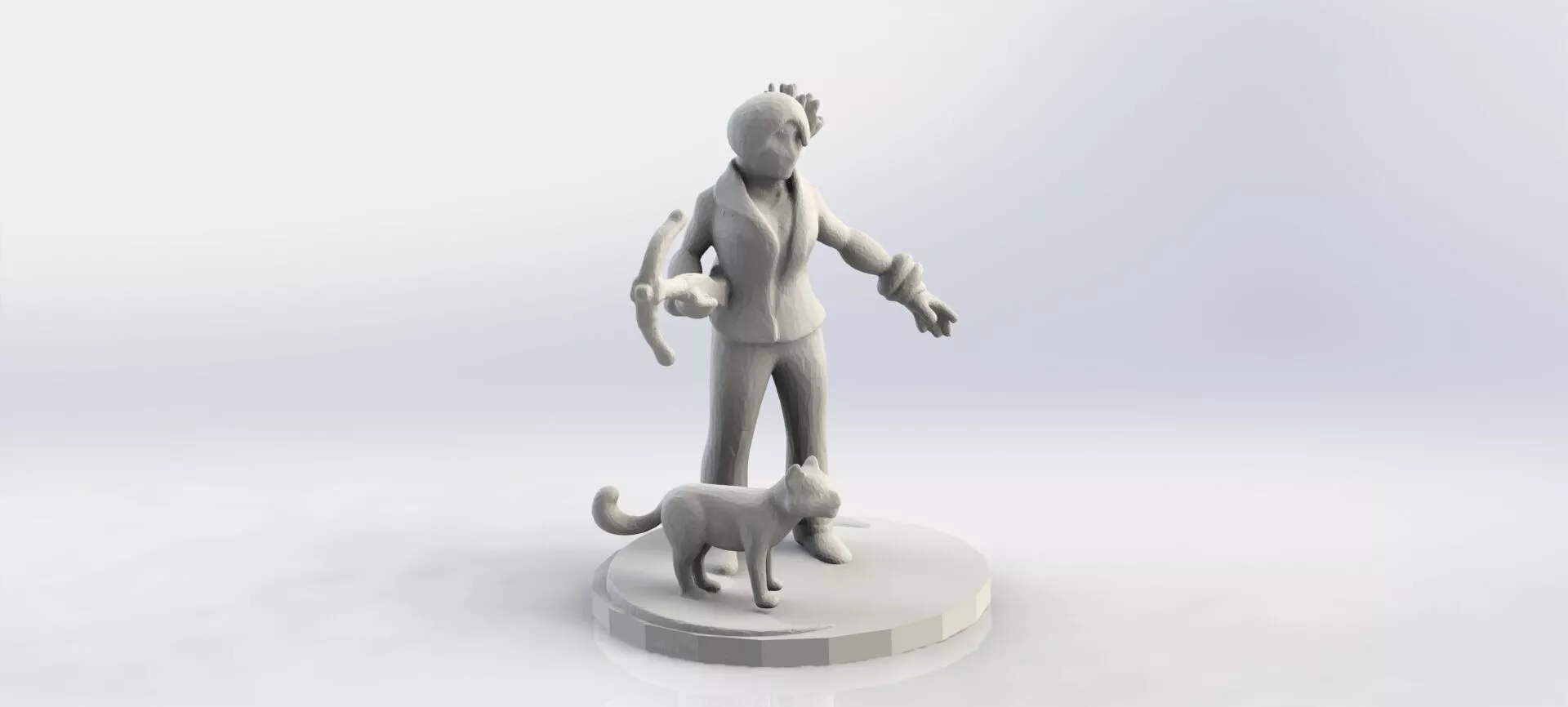 Arqueira com Gato Zombicide Archer with Cat 3D print model