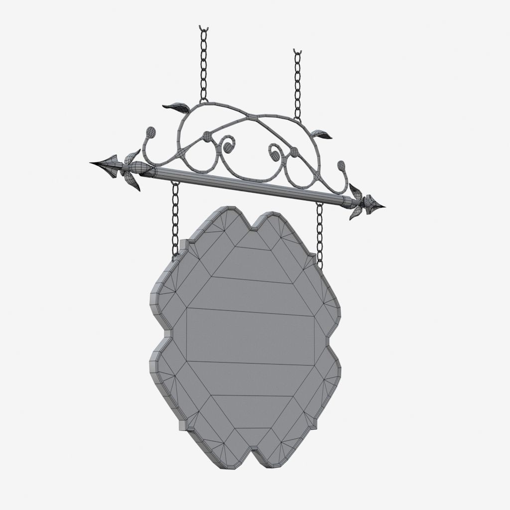 Signboard wrought iron sign 3D model_9