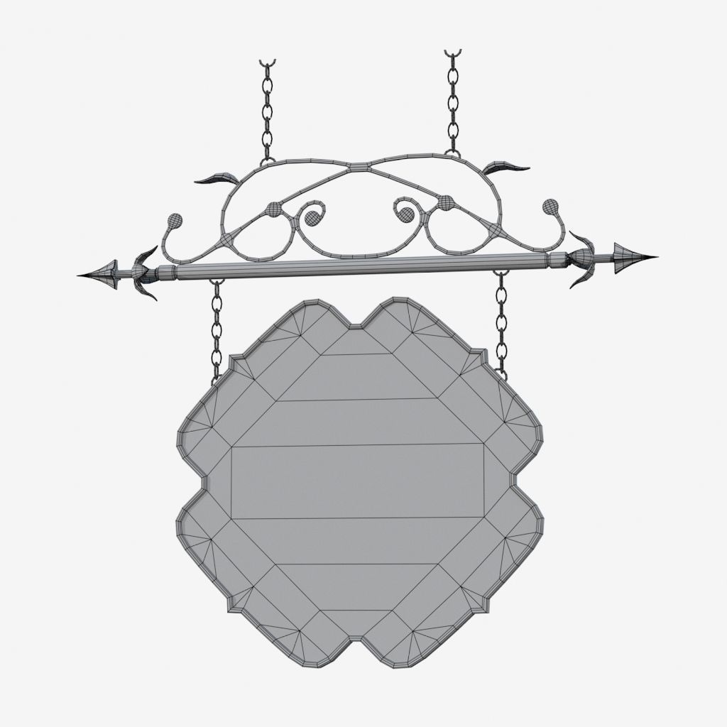 Signboard wrought iron sign 3D model_12