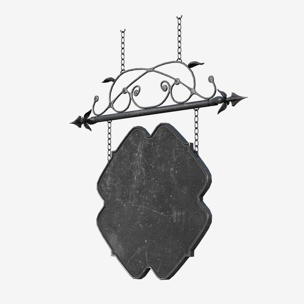 Signboard wrought iron sign 3D model_4