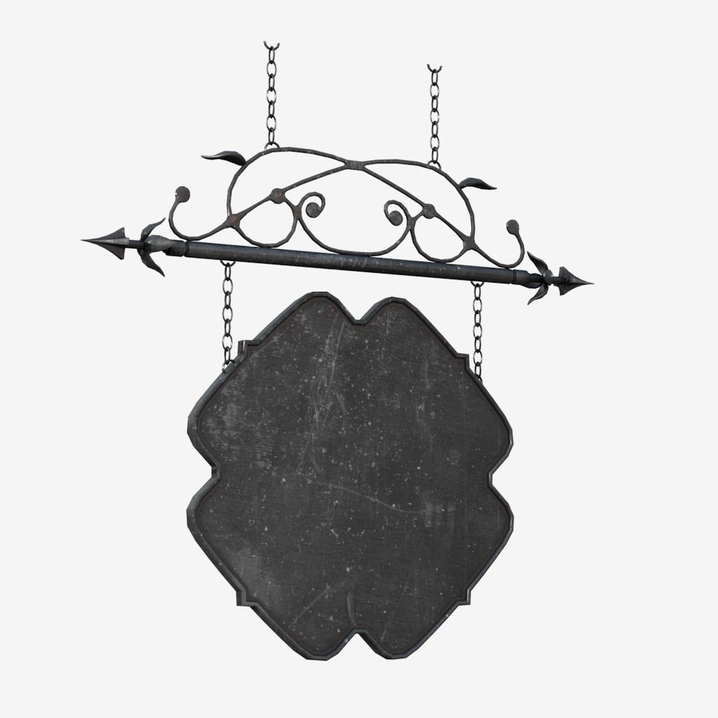 Signboard wrought iron sign 3D model_5