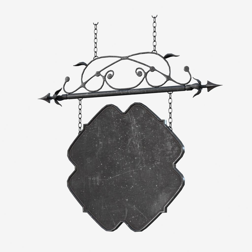 Signboard wrought iron sign 3D model_6