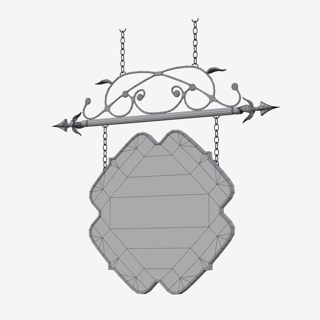 Signboard wrought iron sign 3D model_8