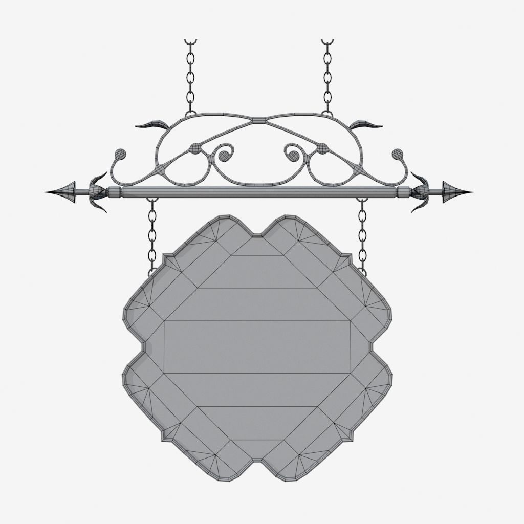 Signboard wrought iron sign 3D model_7