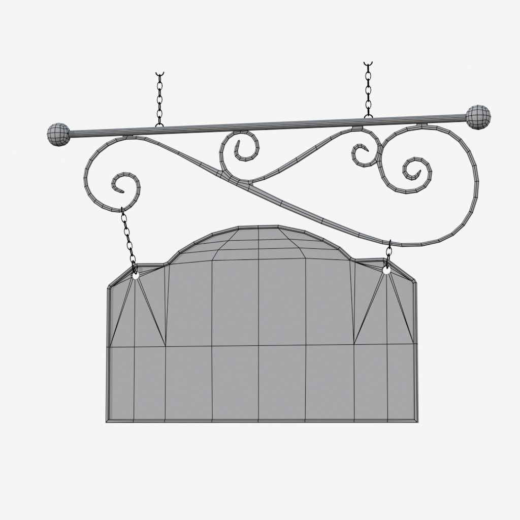 Signboard wrought iron sign 3D model_10