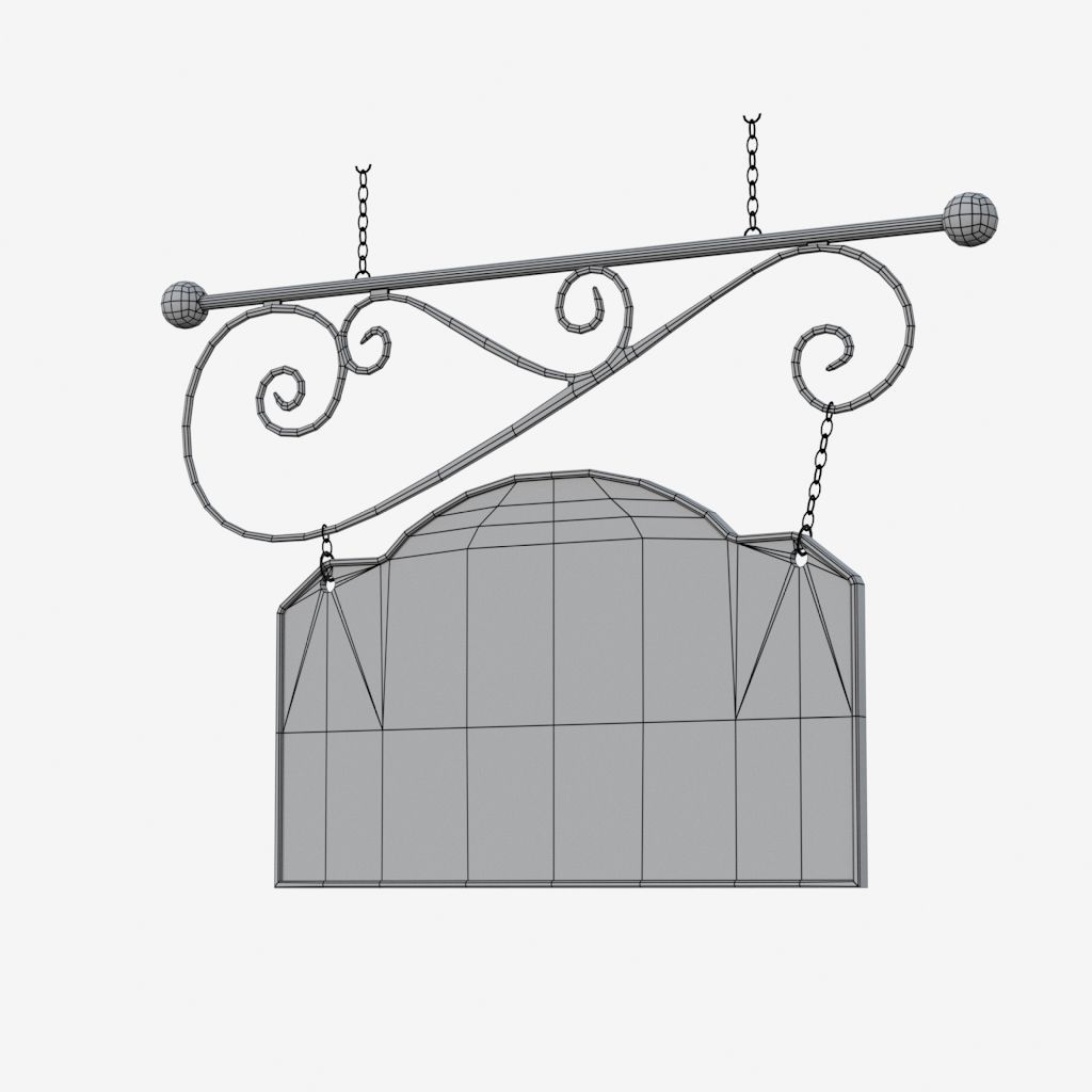 Signboard wrought iron sign 3D model_7