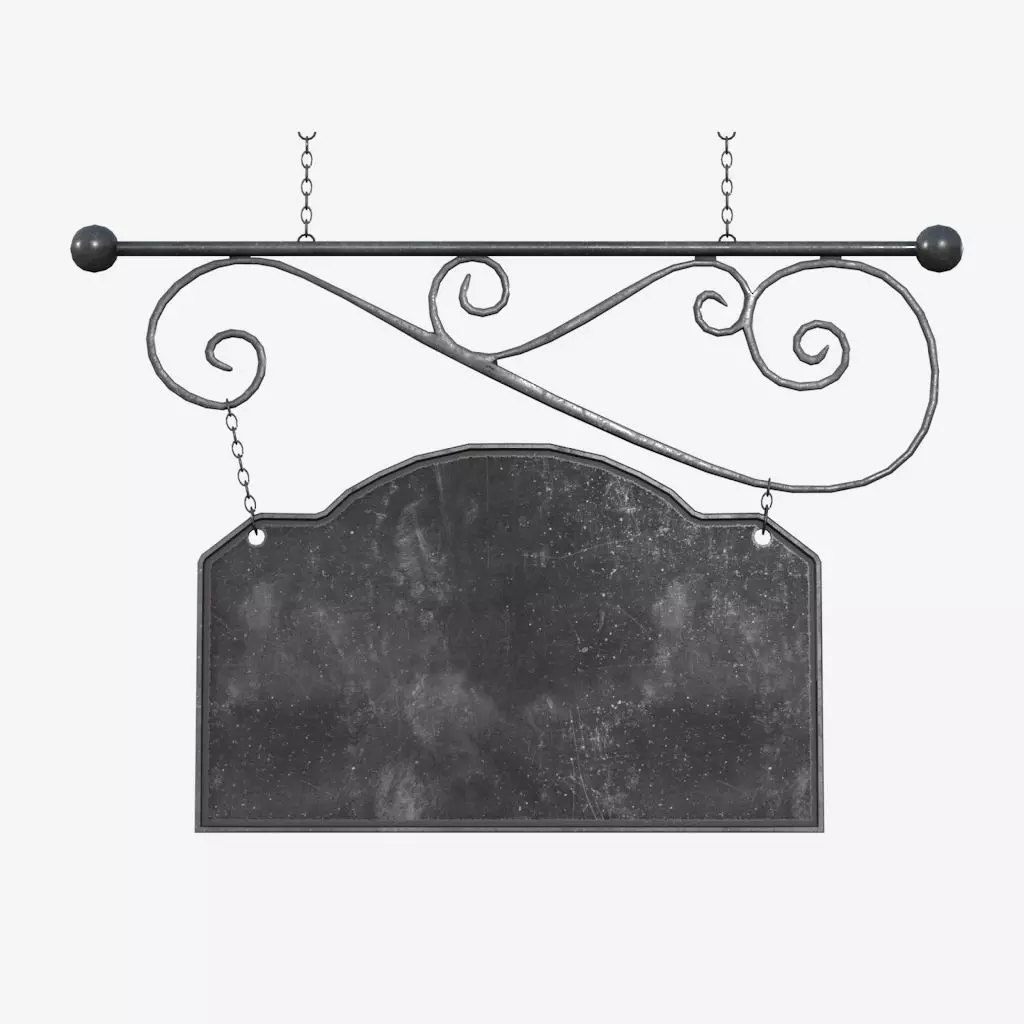 Signboard wrought iron sign 3D model_0