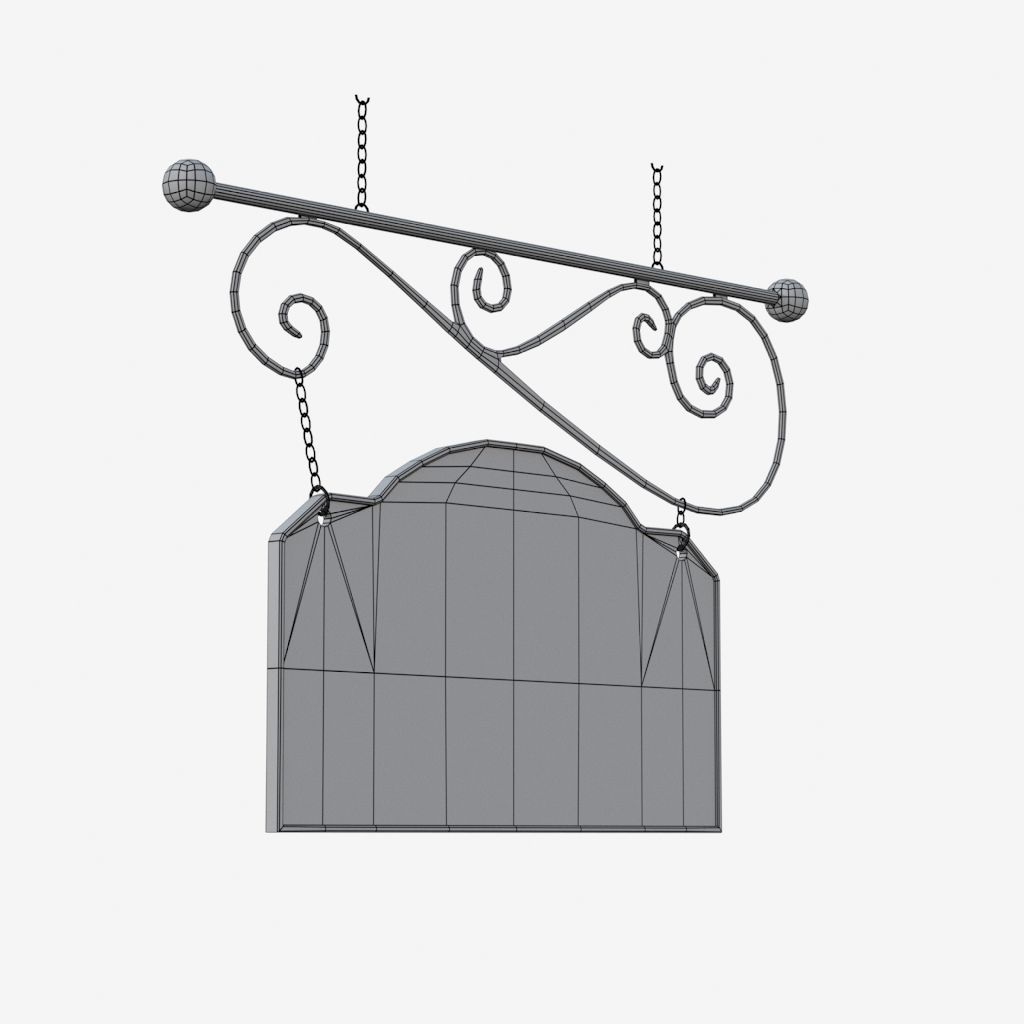 Signboard wrought iron sign 3D model_9