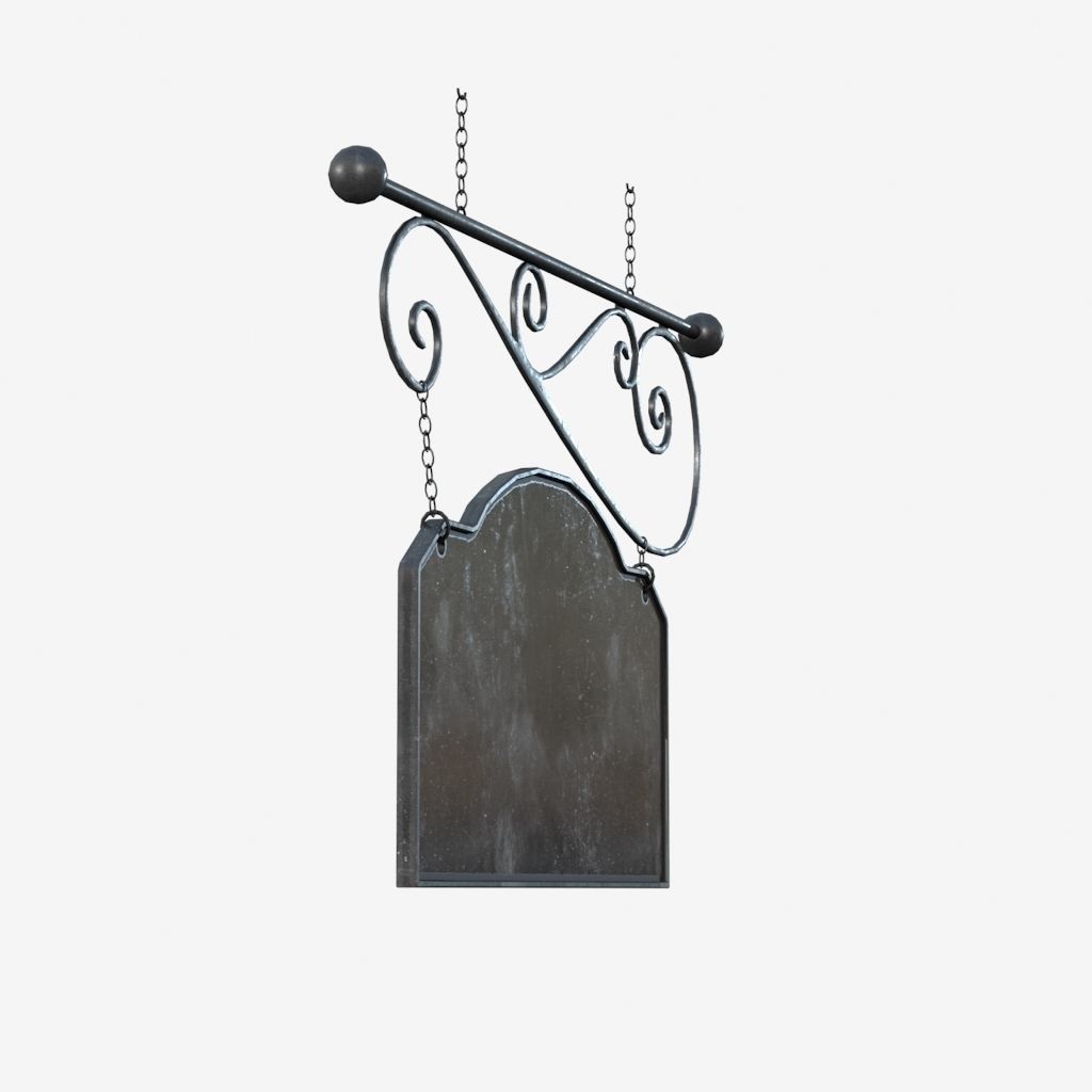Signboard wrought iron sign 3D model_1