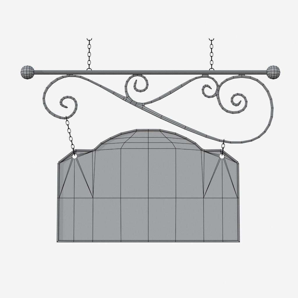 Signboard wrought iron sign 3D model_6
