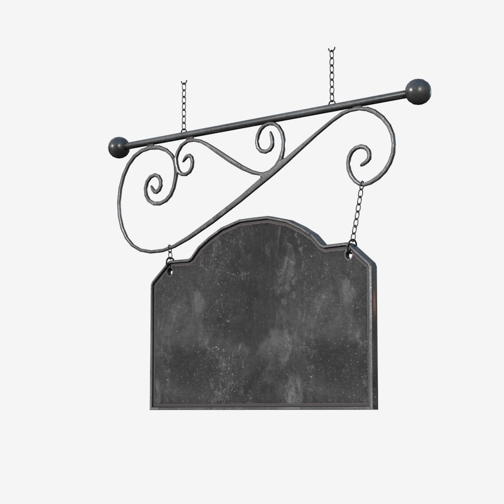 Signboard wrought iron sign 3D model_2