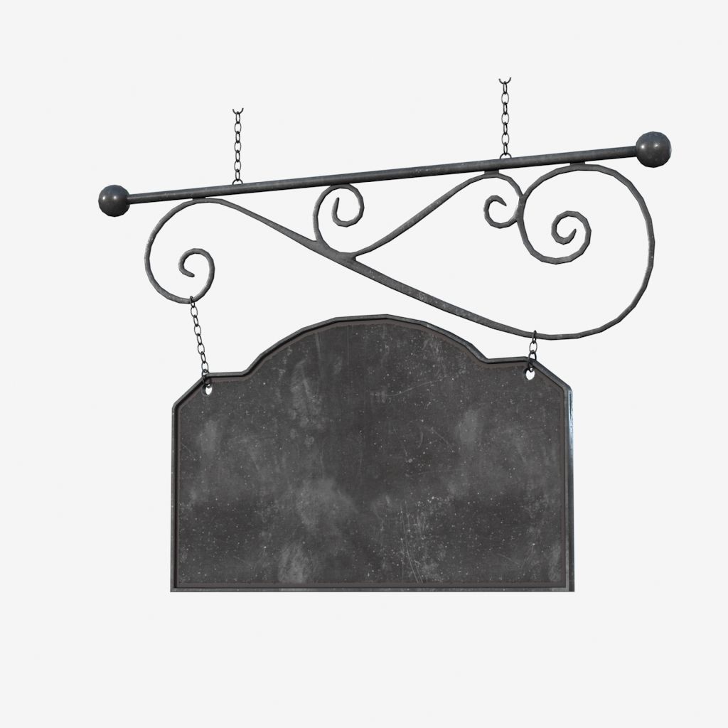 Signboard wrought iron sign 3D model_5