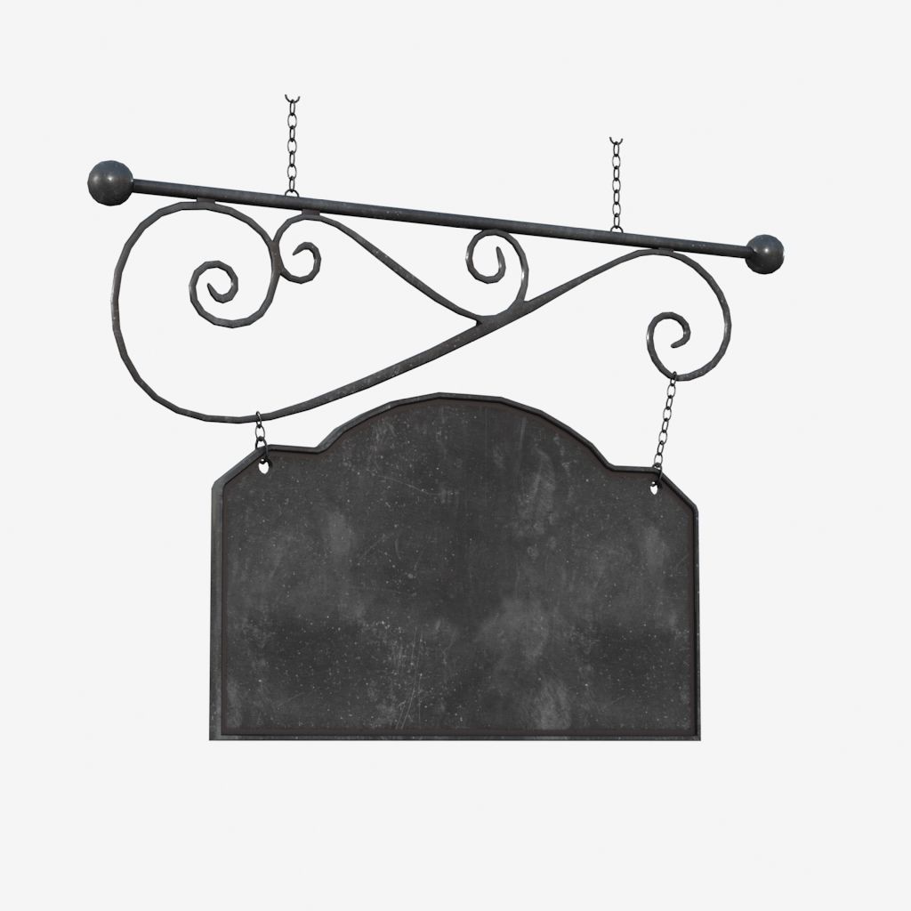 Signboard wrought iron sign 3D model_4