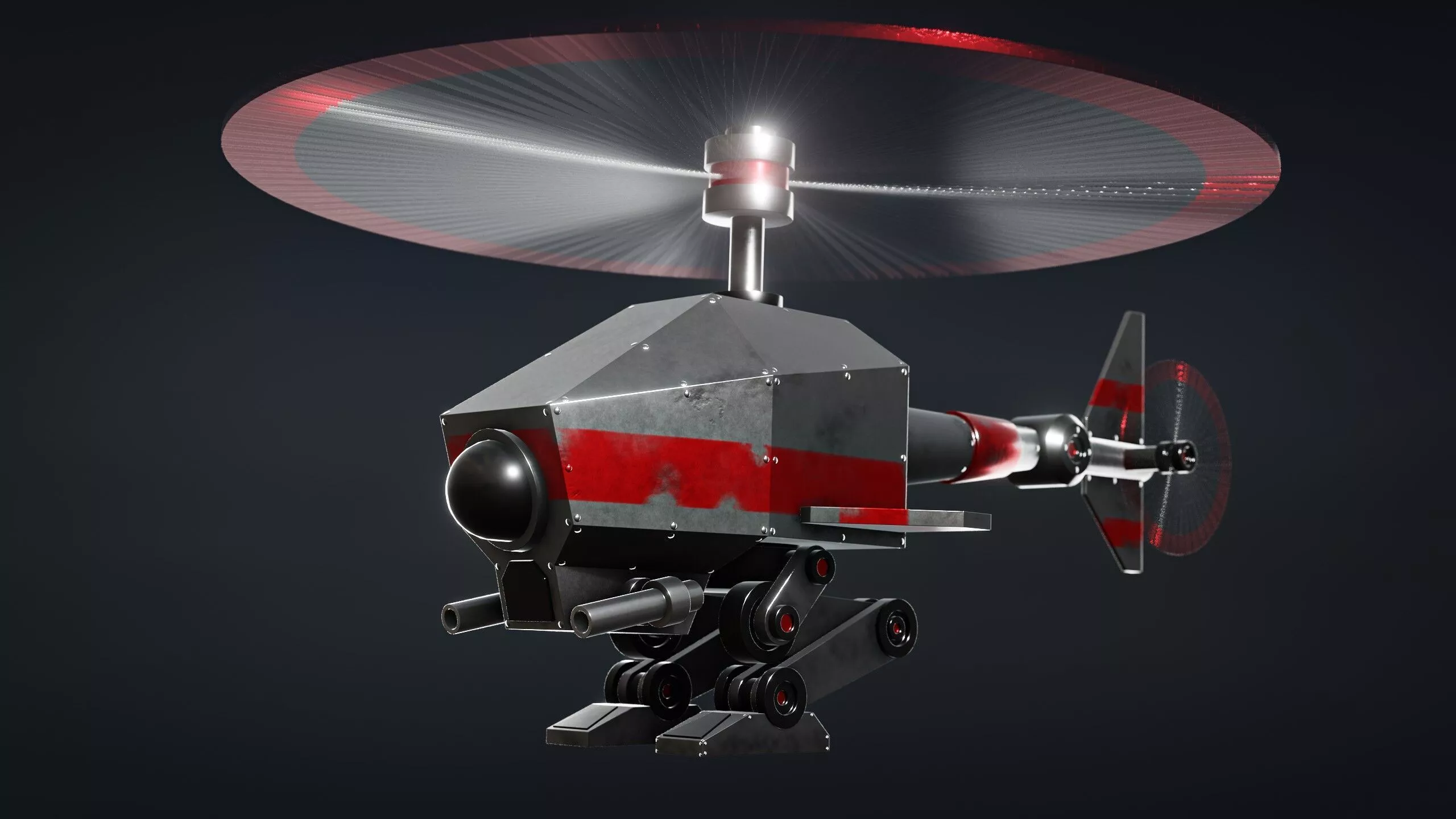 Helicopter Robot-Textured and Rigged 3D model