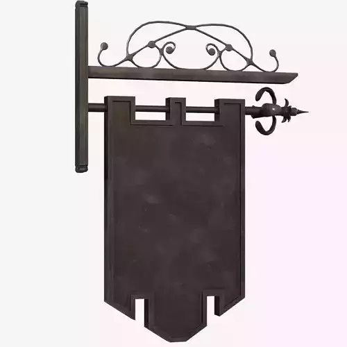 Signboard metal sign with ornate design 3D model
