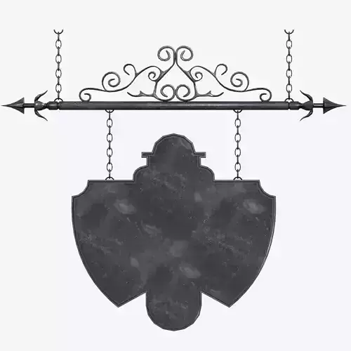 Signboard clock hanging on chain 3D model