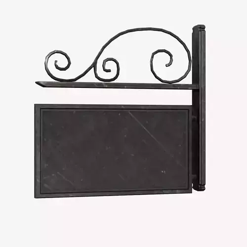 Signboard wrought iron sign with scrolls 3D model