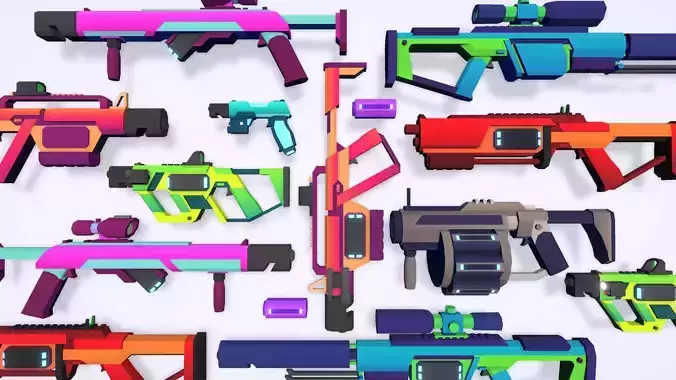 CB LowPoly Sci-Fi Guns Low-poly 3D model
