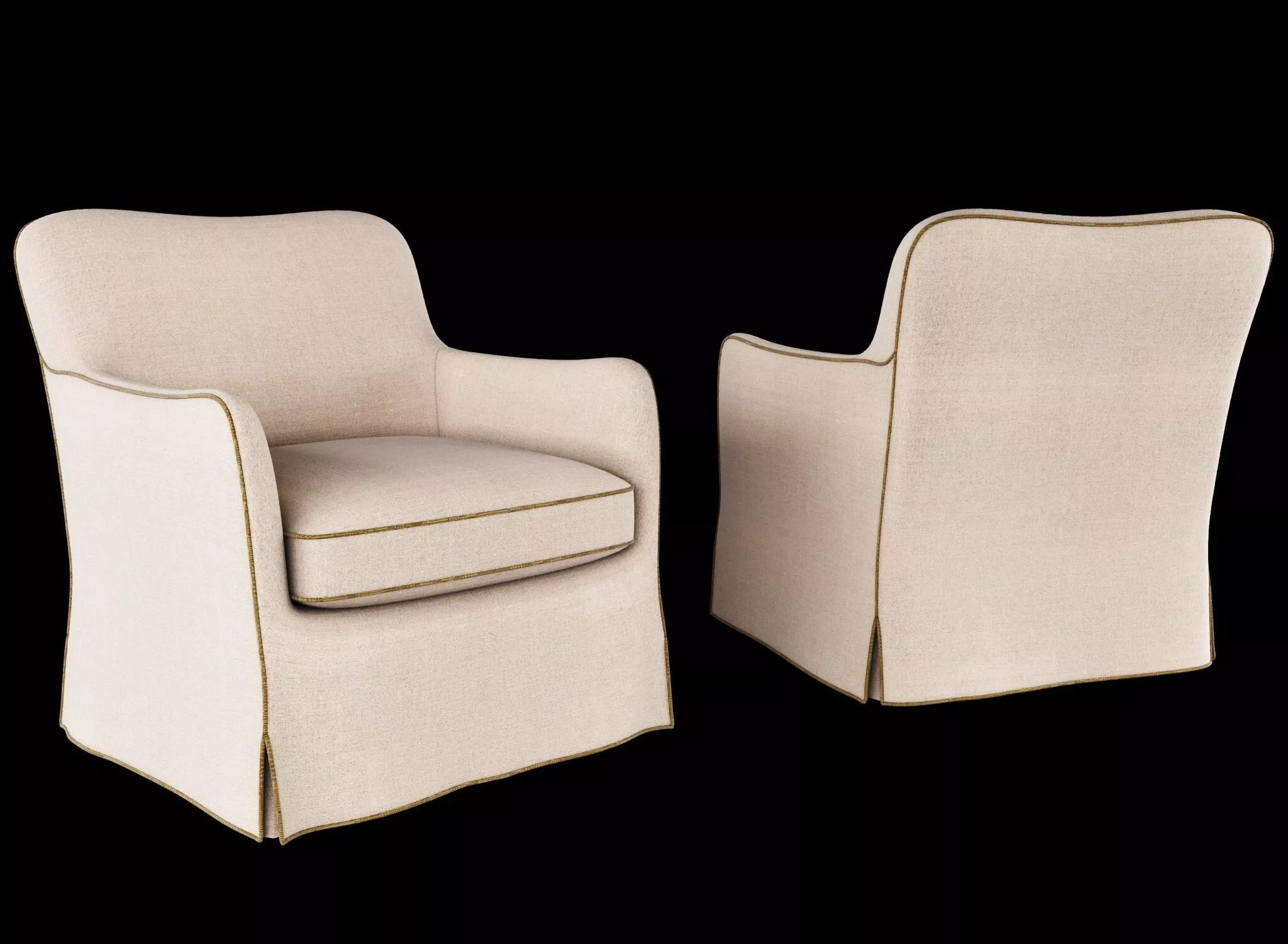 Devon Slipcover Swivel Chair 3D model