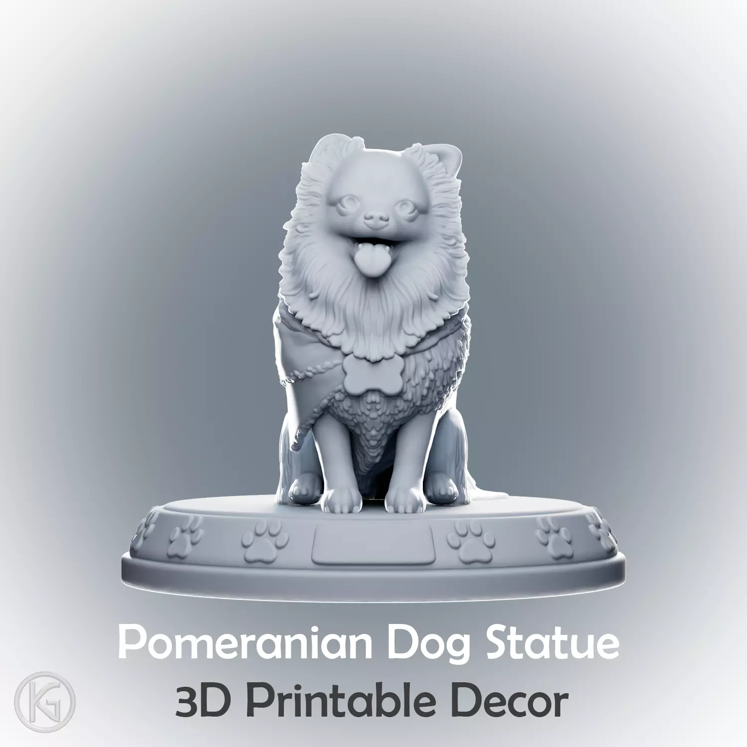 Pomeranian Dog Statue STL 3D print model