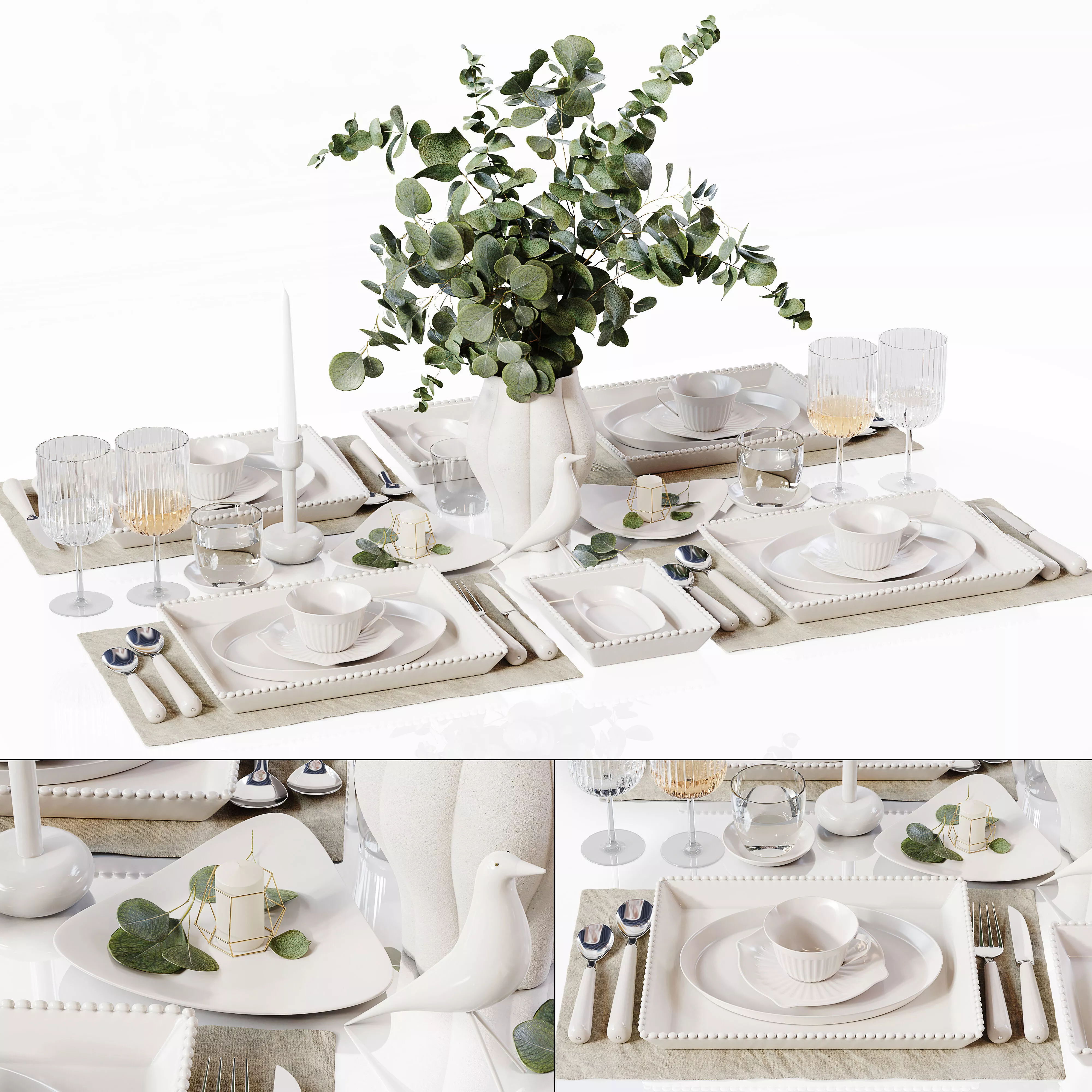 Table Setting 14 Low-poly 3D model