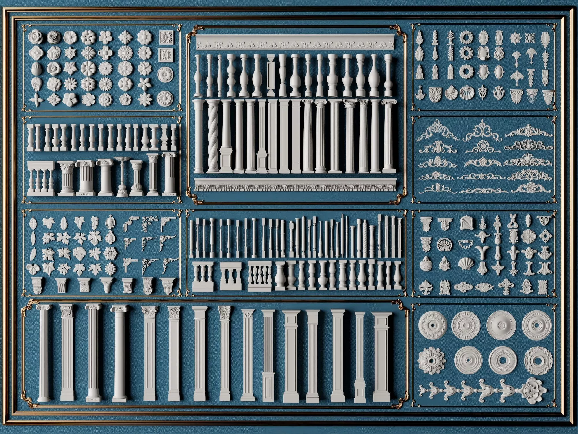 Classic European Architectural Moulding Ornament Kit 3D model