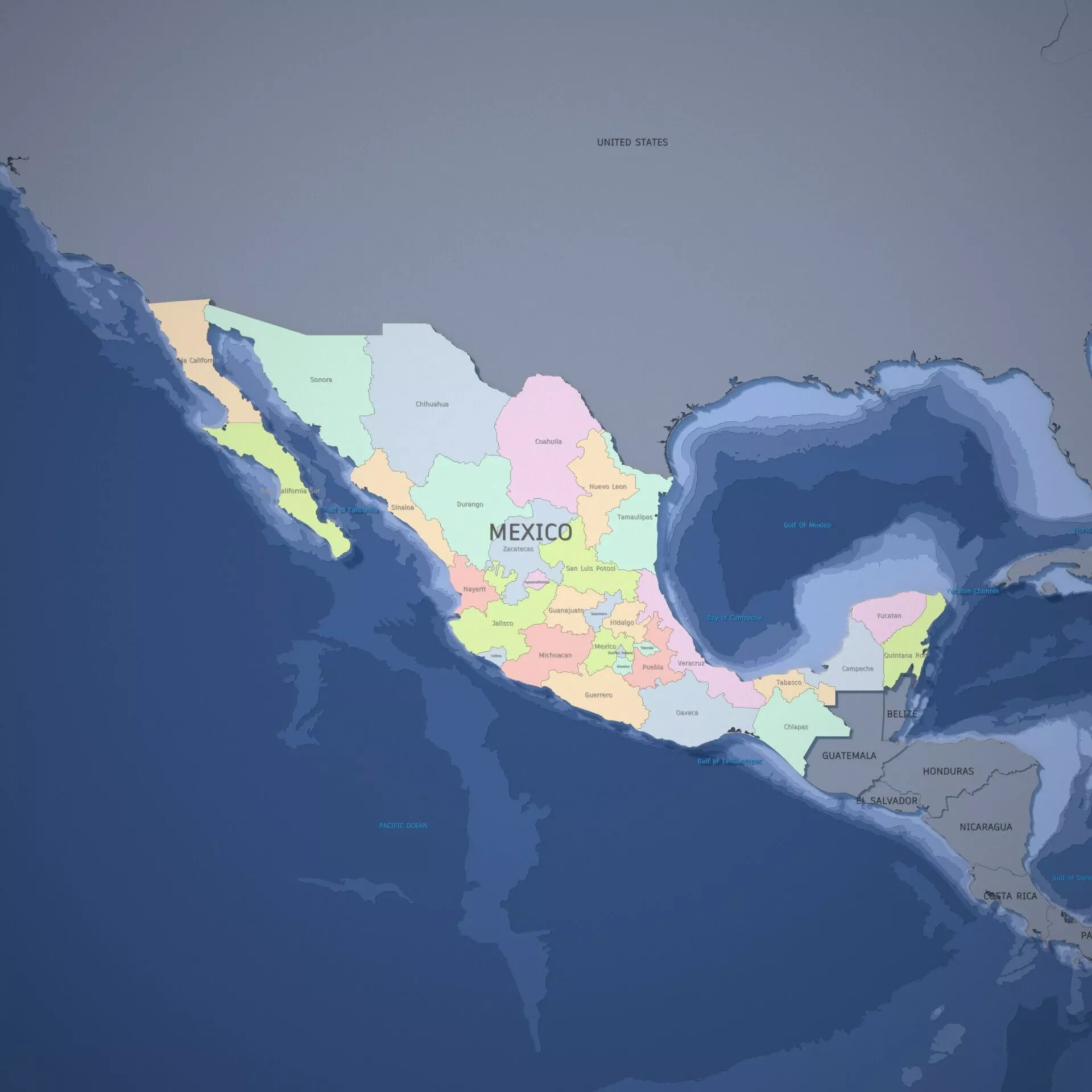 Mexico 3d mapLat Long Coords-States-Standard 3D model