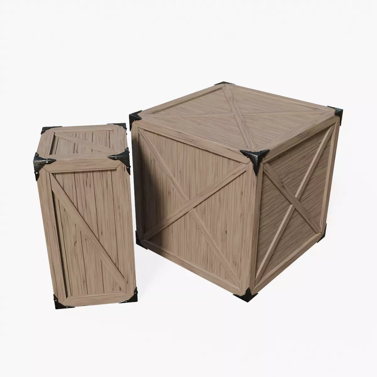 Wooden Crate - Duo Tall 3D Model Pack