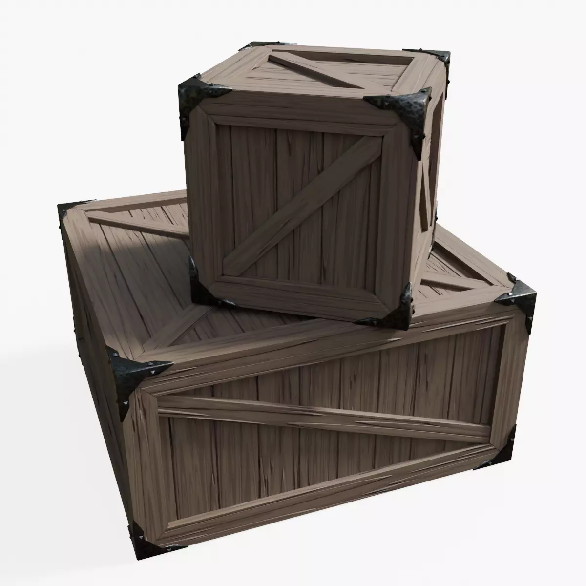 Wooden Crate - Duo Short 3D Model Pack