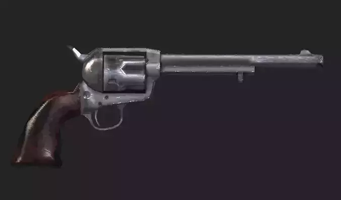 Longcolt Lowpoly gun with wooden handle Low-poly 3D model