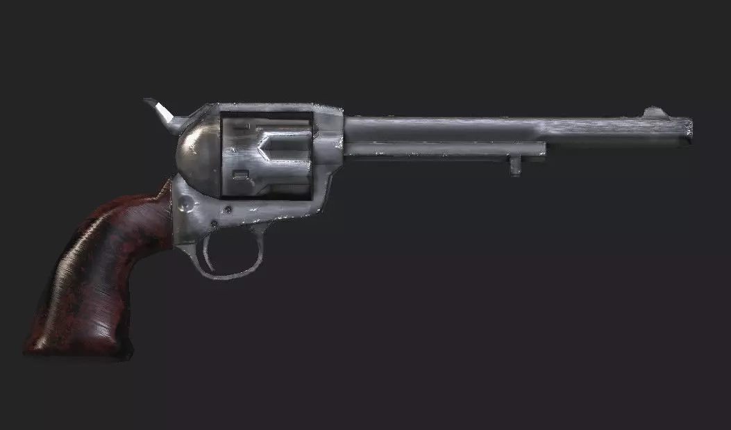 Longcolt Lowpoly gun with wooden handle Low-poly 3D model