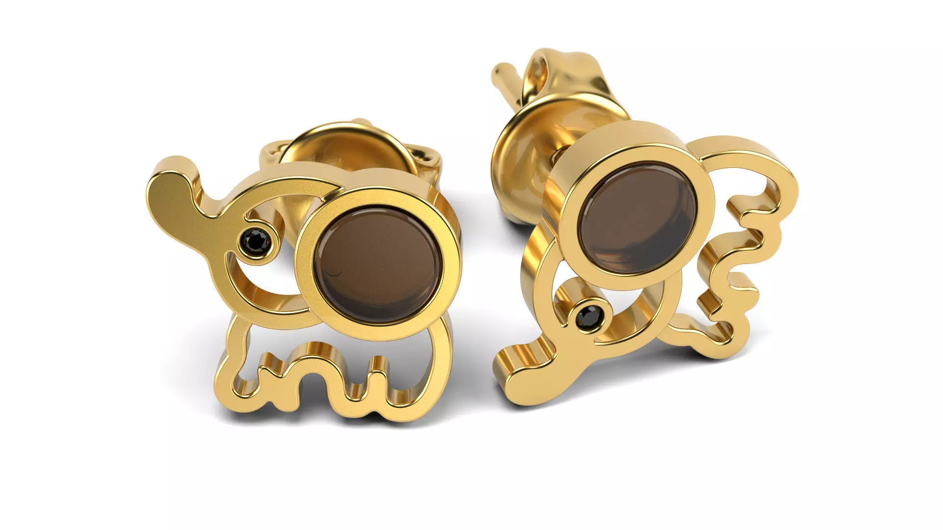 Elephant earrings 3D print model_0