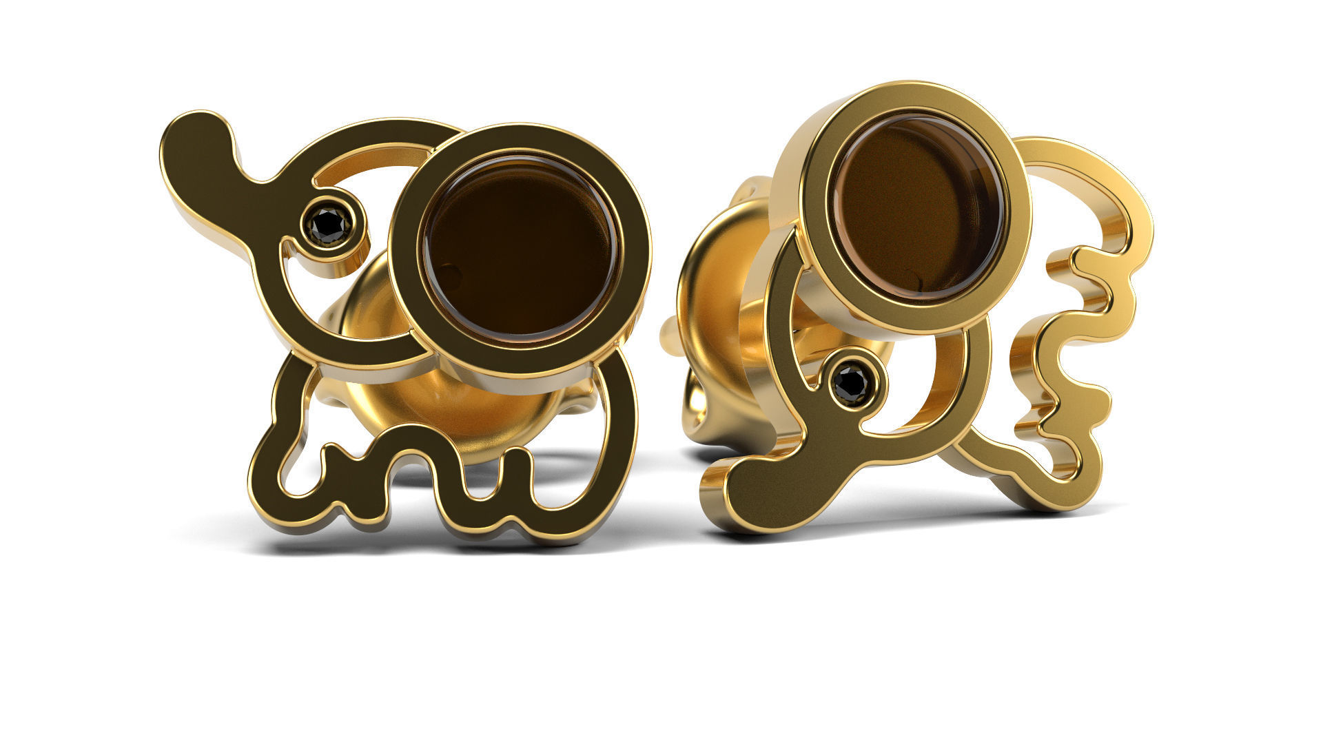 Elephant earrings 3D print model_1