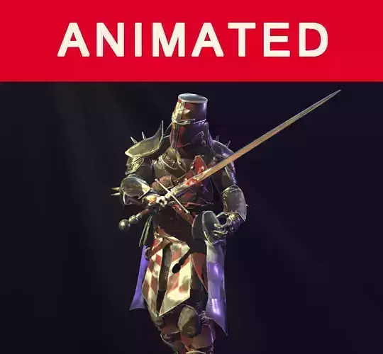 crusader knight Low-poly 3D model