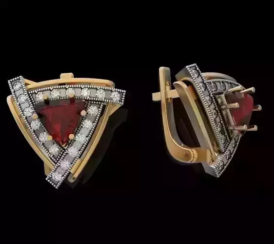 Stylish Earrings gems 3D print model