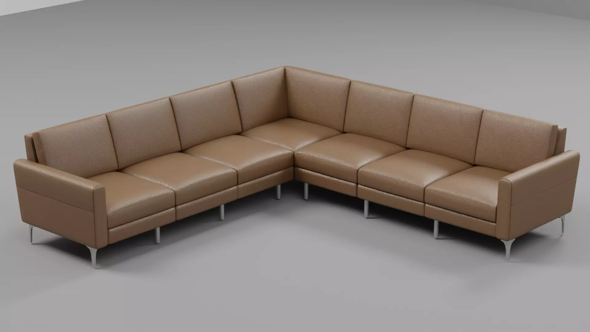 Modern L-Shaped Luxury Leather Sectional Sofa 01 Low-poly 3D model