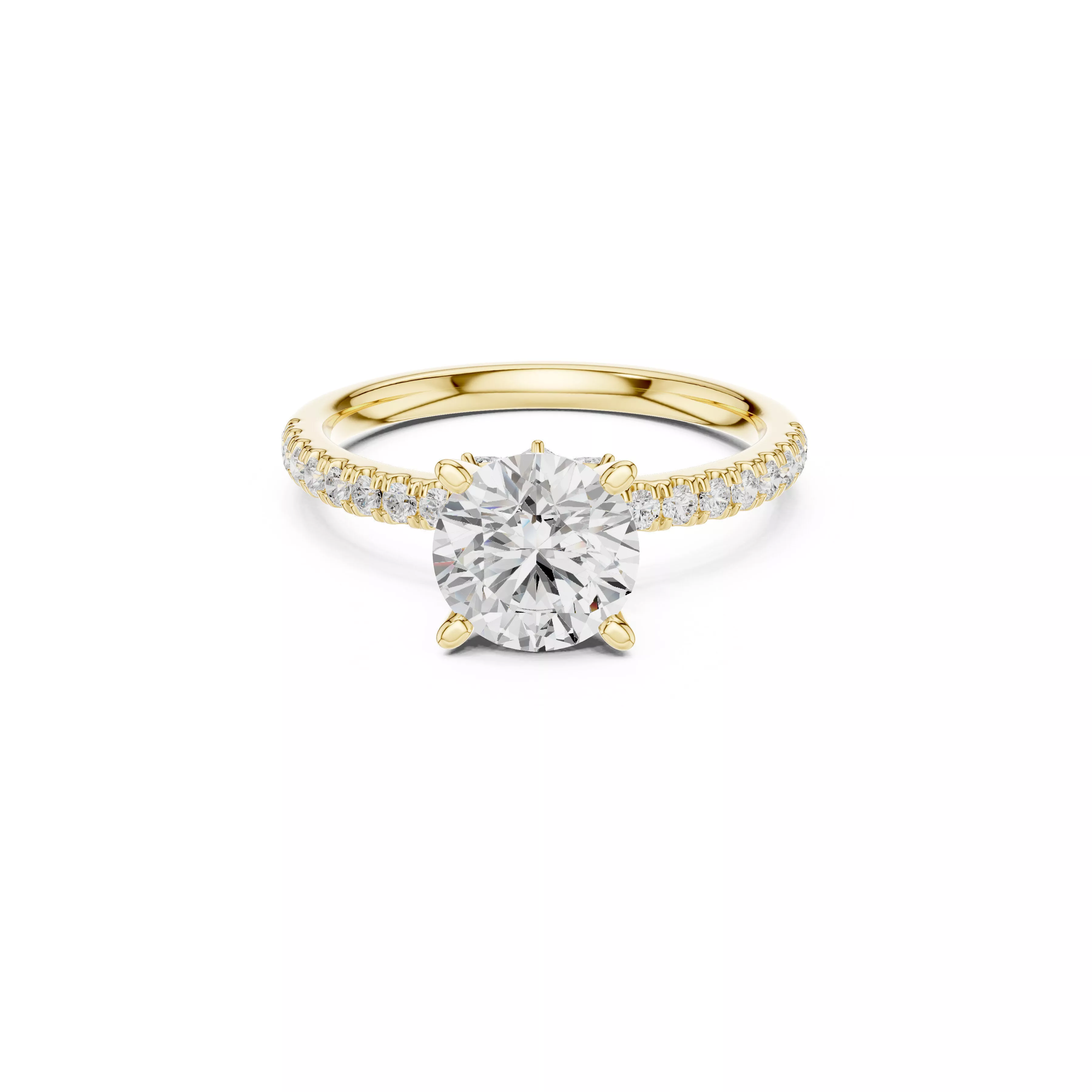 Premium Round Cut Solitaire Engagement Ring CAD 3D print model