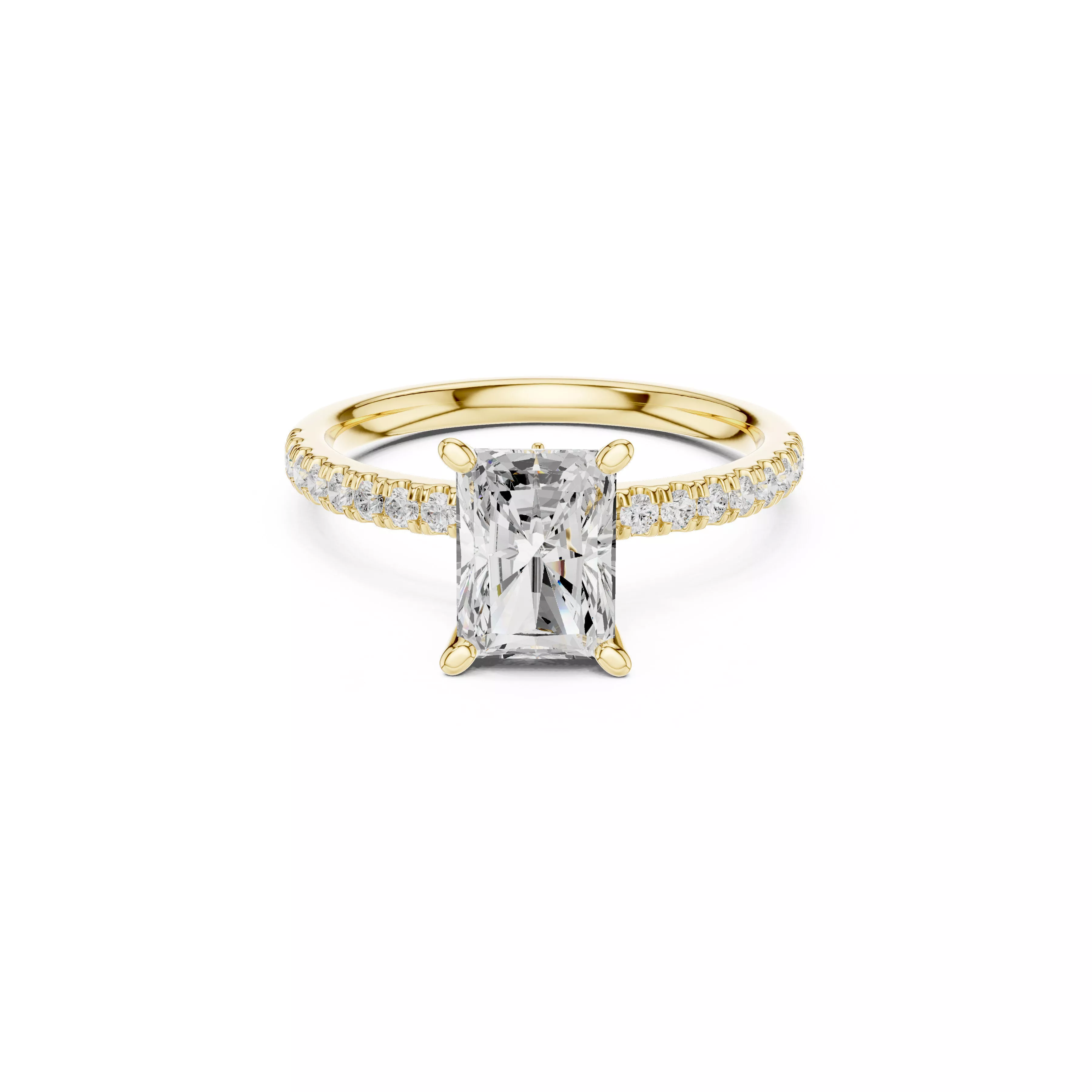 Premium Radiant Cut Solitaire Engagement Ring CAD 3D print model