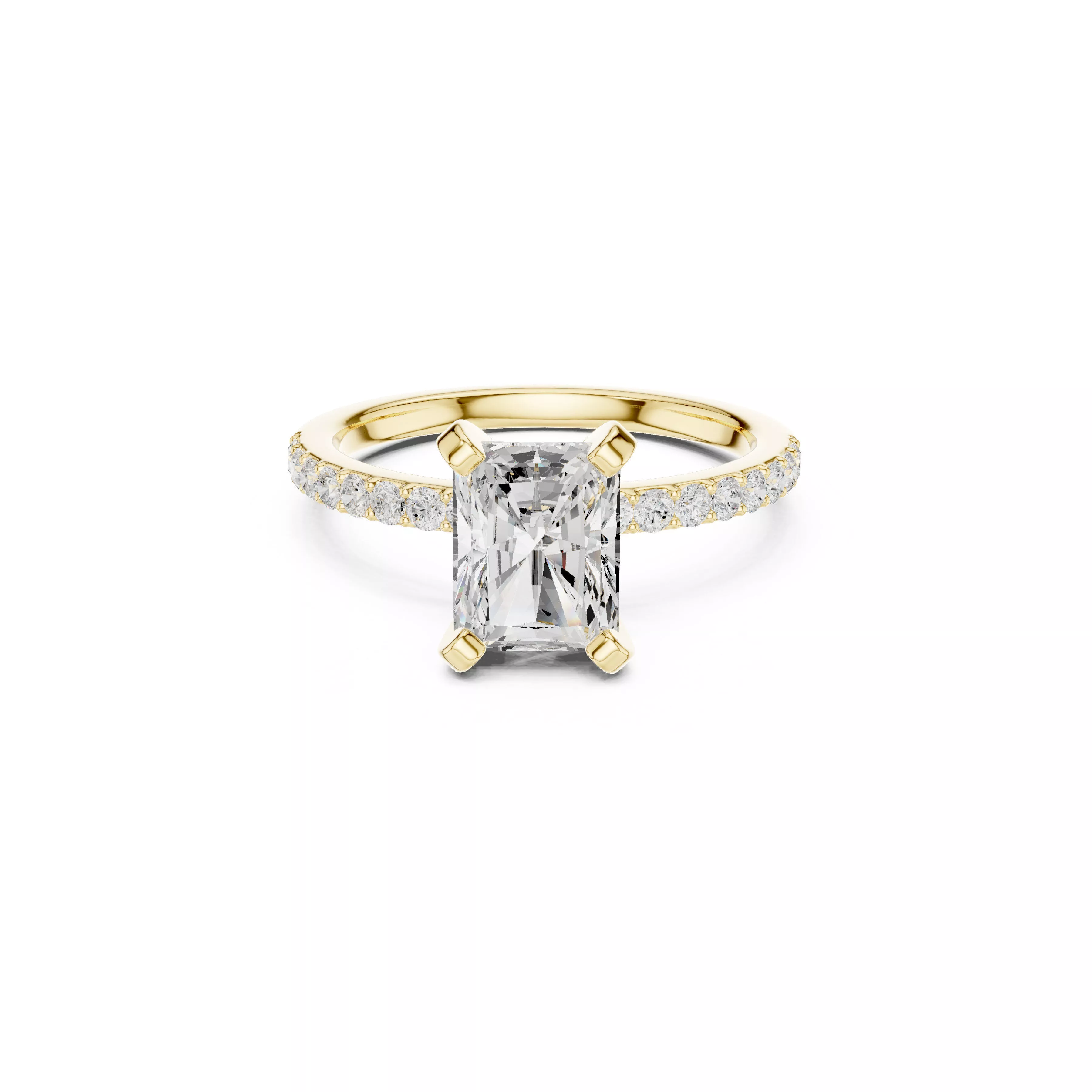 Elegant Radiant Cut Solitaire Engagement Ring CAD 3D print model