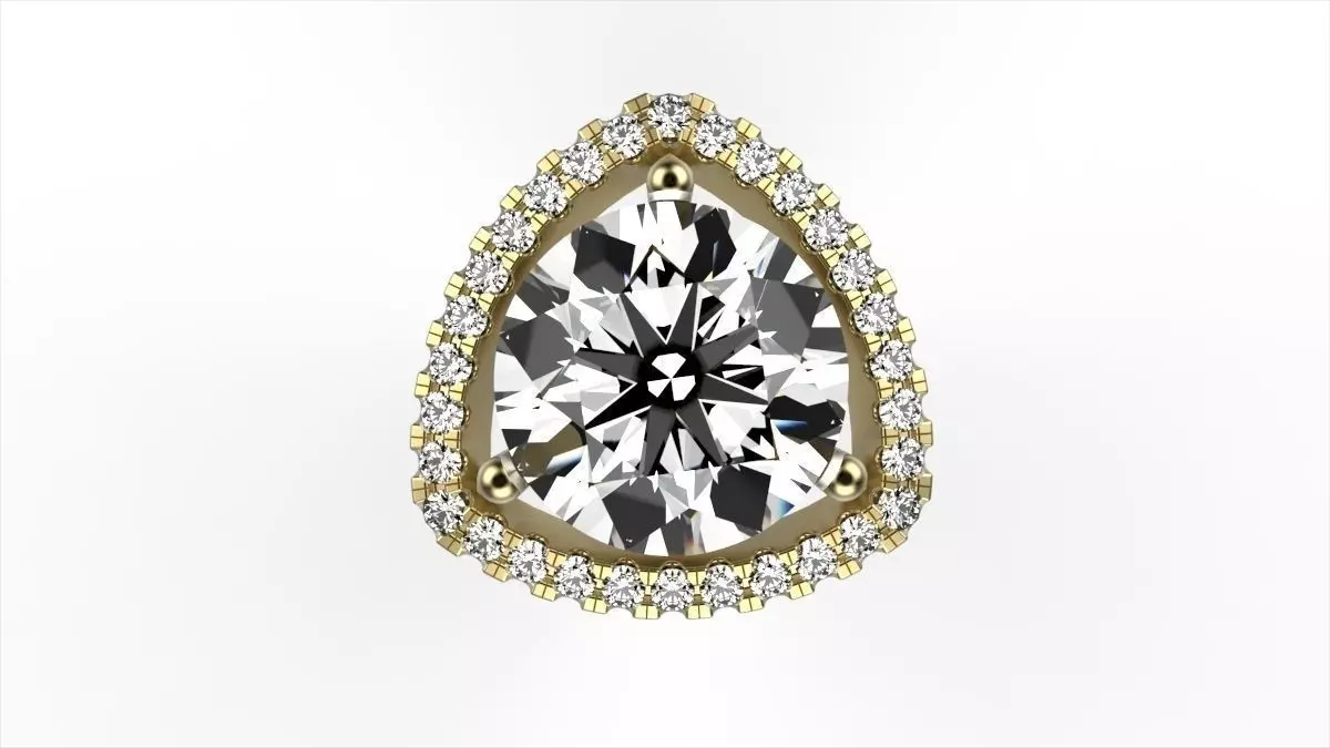 Clear solitaire pave encrusted stud earrings 3D print model