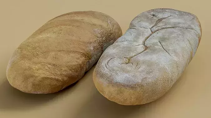 White Bread Loaf Photogrammetry 3D Scan Low-poly 3D model 2