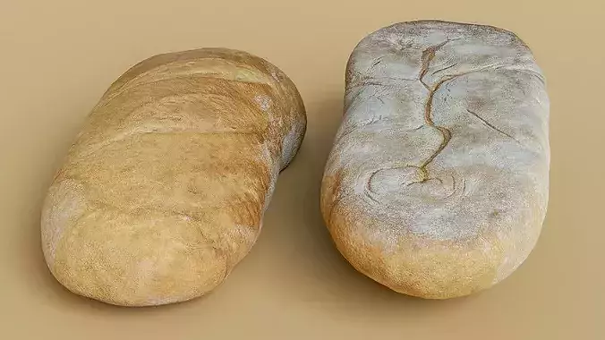 White Bread Loaf Photogrammetry 3D Scan Low-poly 3D model 5