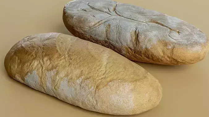 White Bread Loaf Photogrammetry 3D Scan Low-poly 3D model 3