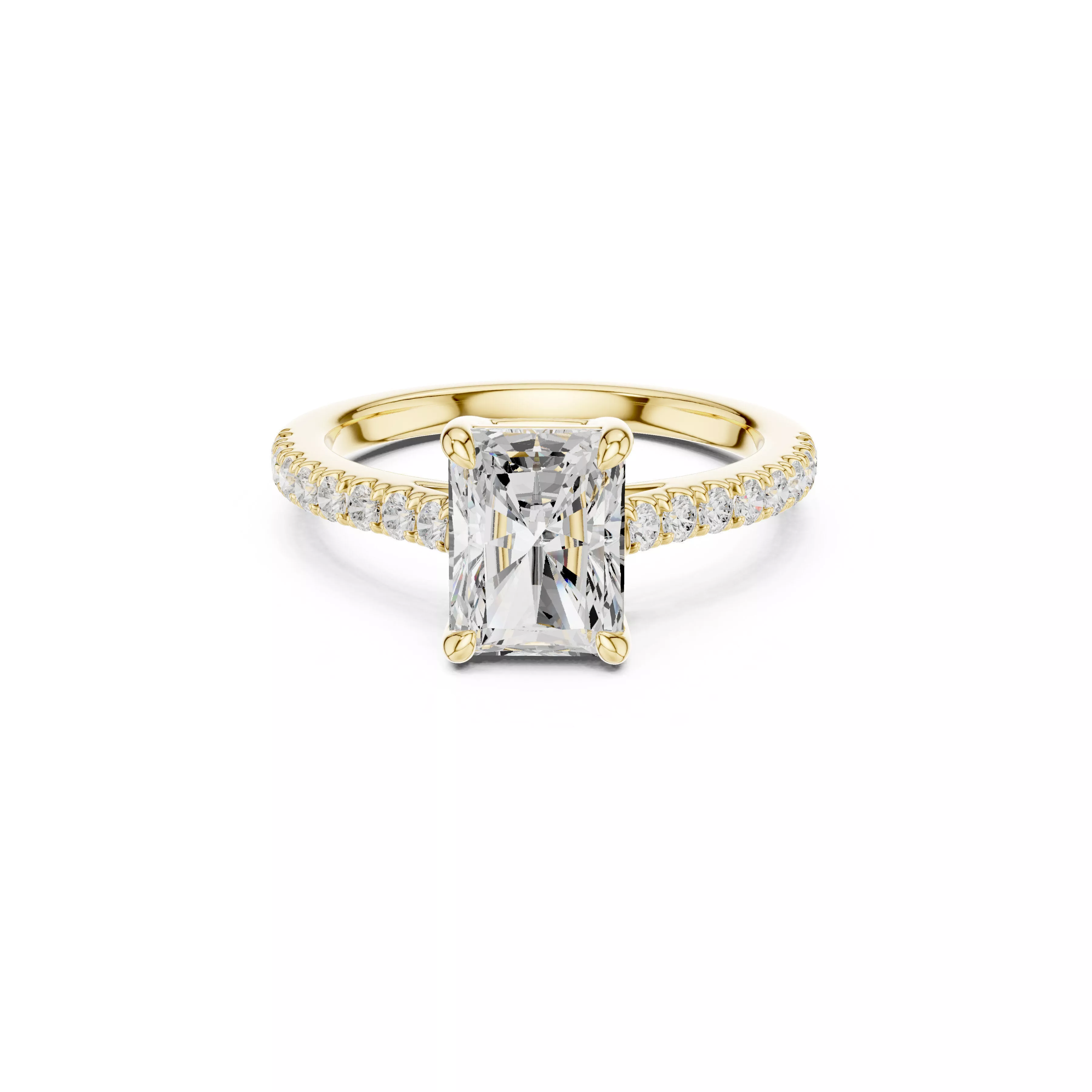 Premium Radiant Cut Solitaire Engagement Ring CAD 3D print model