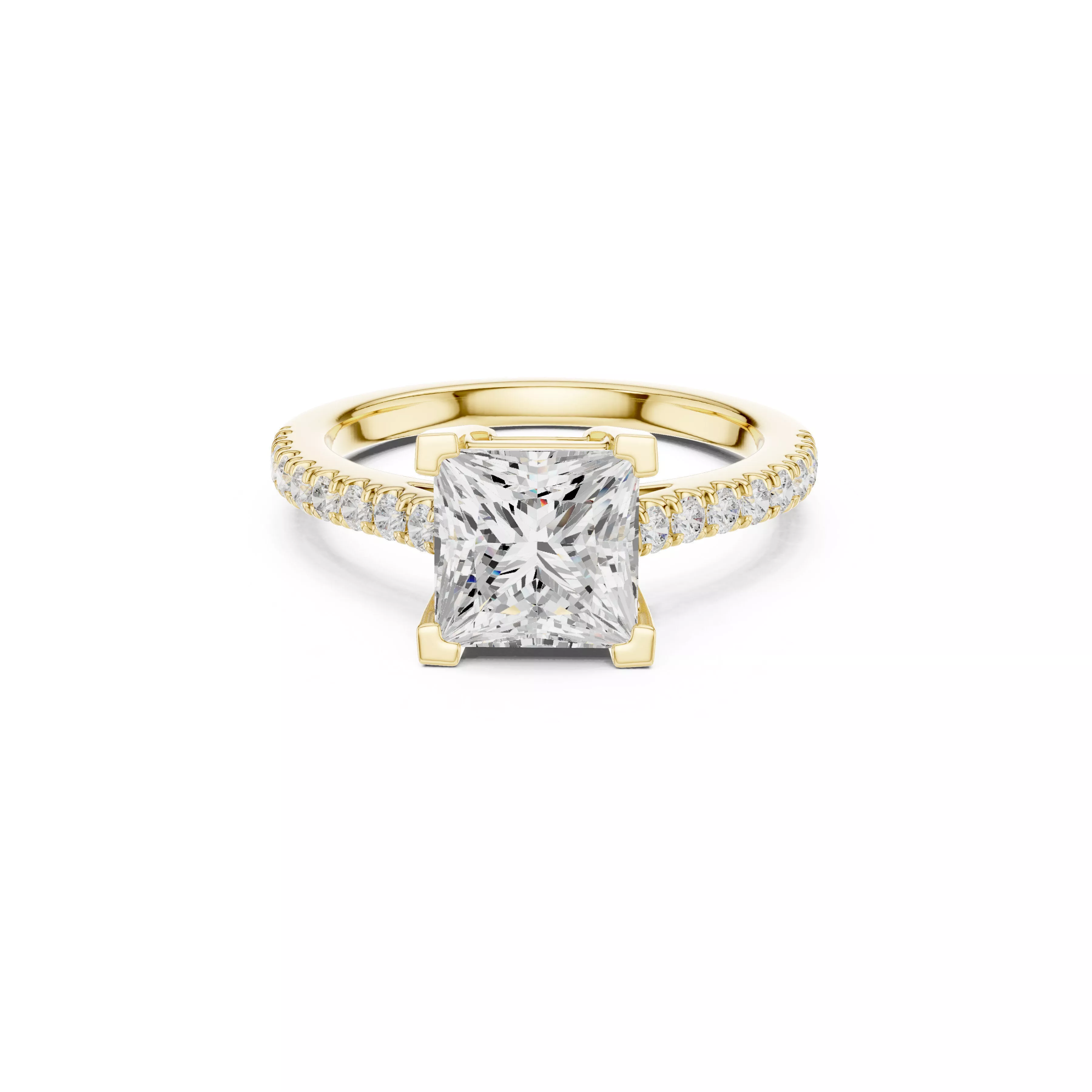 Premium Bold Princess Cut Solitaire Engagement Ring CAD 3D print model