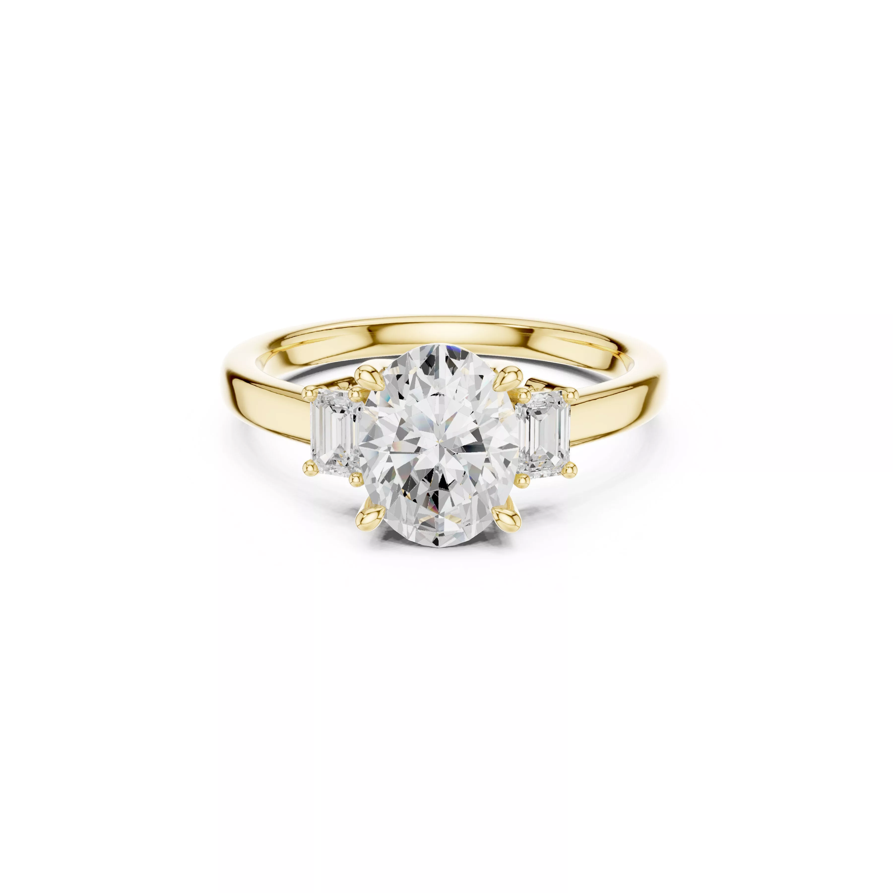 Oval Cut Three Stone Diamond Engagement Ring CAD 3D print model