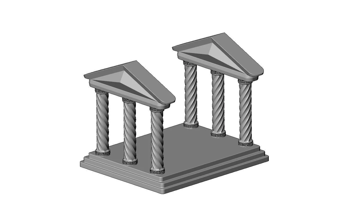 Twisted pillars Parthenon alter miniature with steps 3D print model