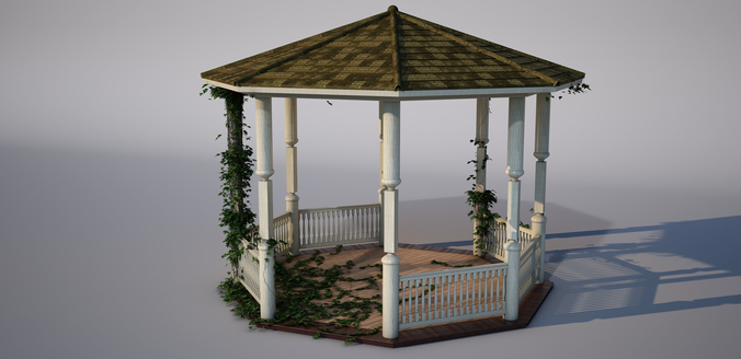 wooden pergola Low-poly 3D model